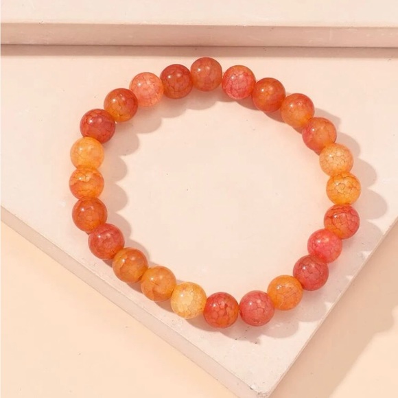 Orange Selenite Beaded Bracelet Stackable Stretch Bracelets Stretchy Fall New - Picture 4 of 4
